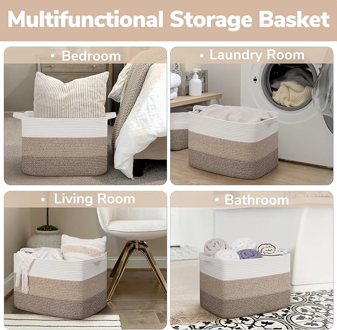 Goodpick Large Storage Basket, Toy Baskets Storage Kids, Rectangle Woven Basket - Image 6