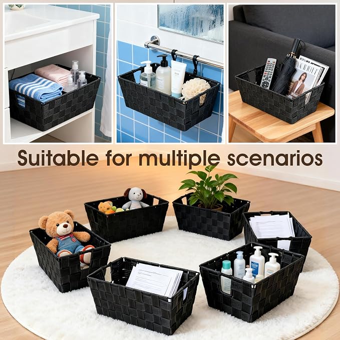 homyfort Black Storage Baskets for Shelves, Woven Shelf Baskets for Organizing - Image 7