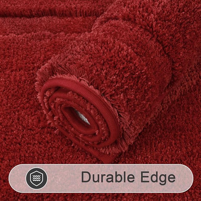 SHACOS Red Bathroom Rugs Sets 2 Piece 20x32 inch, Microfiber Non Slip Washable - Image 7