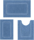 SHACOS 3 Piece Blue Bathroom Rugs Sets, Non Slip Soft Fluffy 16"x24" + 20"x32" by SHACOS