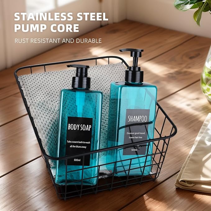 Shampoo and Conditioner Dispenser Modern Refillable Shampoo Pump Bottles - Image 4