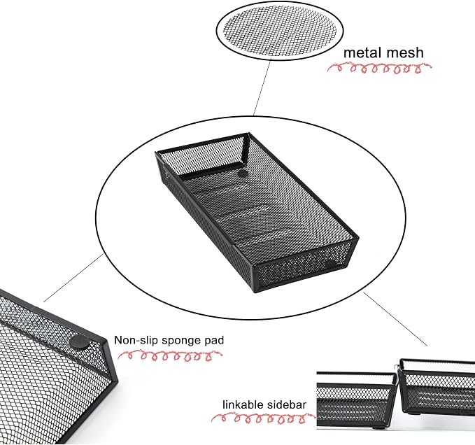 ihomecooker Mesh Tray Silverware Drawer Organizer, Utensil Cutlery Tray Office - Image 6