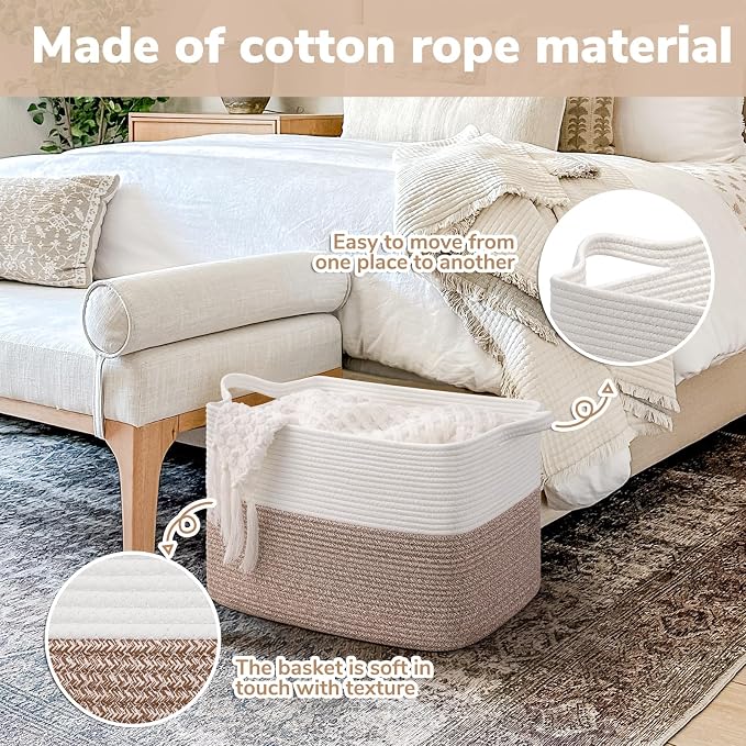 Goodpick Woven Baskets for Organizing, Rectangle Toy Baskets Storage Kids - Image 5