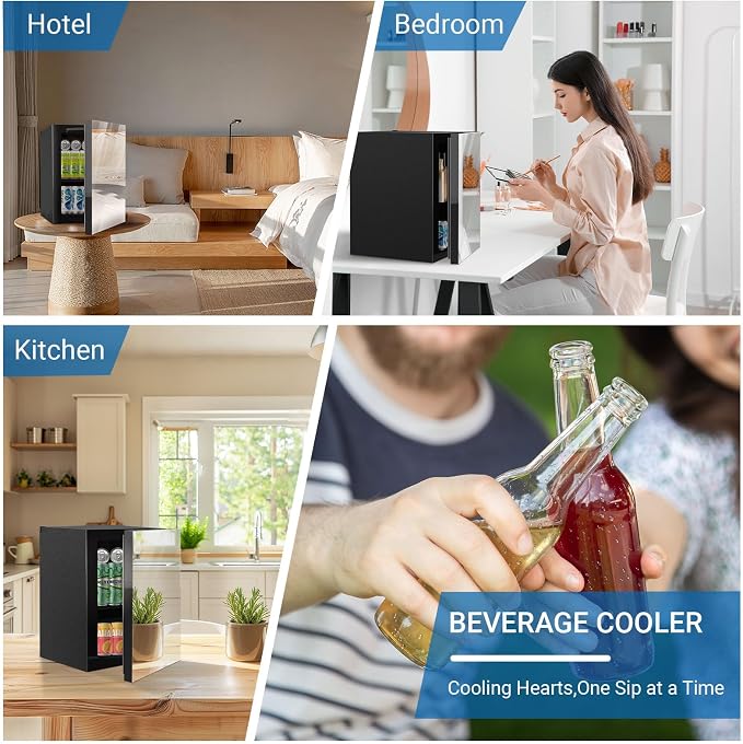 Beverage Refrigerator with Mirrored Front Door, 0.9 Cubic Feet/24 Cans Fridge - Image 7