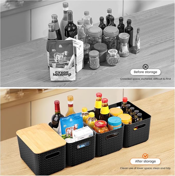 4 Packs Storage Bins with Bamboo Lids - Image 4
