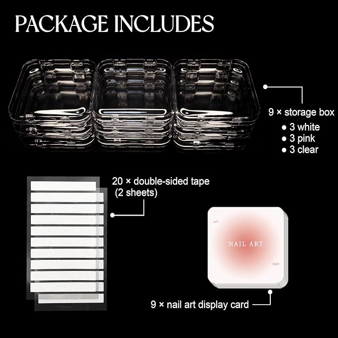 9 Pcs Press On Nail Storage Box, Transparent Acrylic Fake Nail Case - Image 4