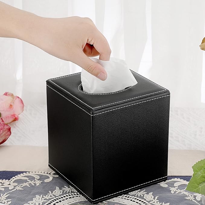 Sumnacon Square Leather Tissue Box Cover - Image 2