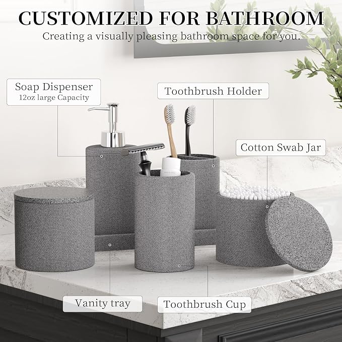 6-Piece Grey Bathroom Set - Image 2