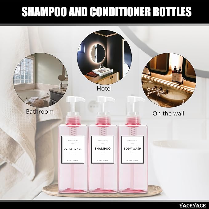 22oz Set of 3 Travel Shampoo and Conditioner Dispenser, Empty Soap Dispenser - Image 7