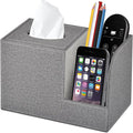 Square Tissue Box Cover Organizer, PU Leather Cube Tissue Box Holder by XNONE