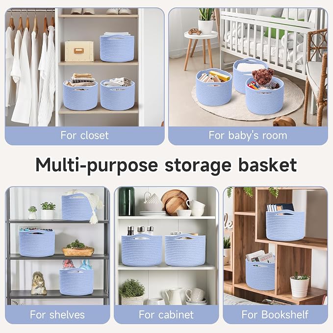 Small Rope Baskets for Storage, Baskets for Gifts Empty, Cute Round Woven Basket - Image 4