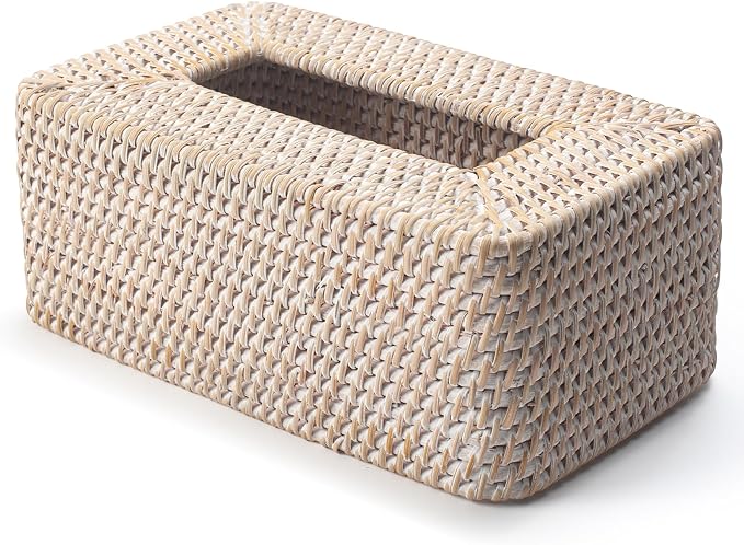 Rattan Tissue Box Cover Natural Woven Facial Napkin Holder Rectangular 10 x 6.1 - Image 3