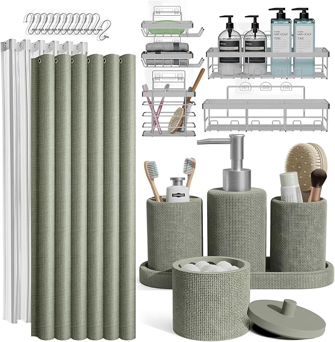 Clara Clark Sage Green Bathroom Set by ClaraClark