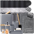 Bathroom Accessories Set with Glitter Shower Curtain and Bath Mats, 24 Piece by BetterbathroomwithXLHOME