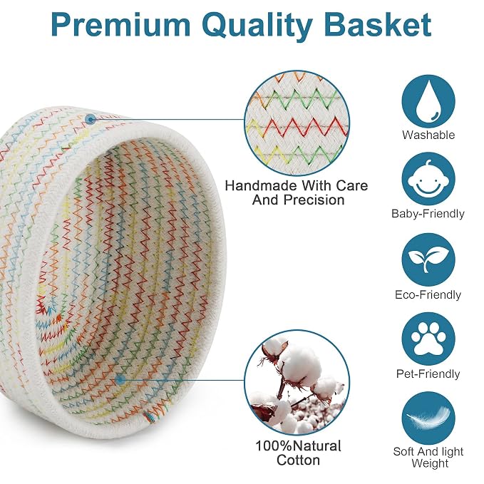 【2 Pack】ABenkle Small Woven Baskets, Tiny Oval Shallow Storage Baskets - Image 3