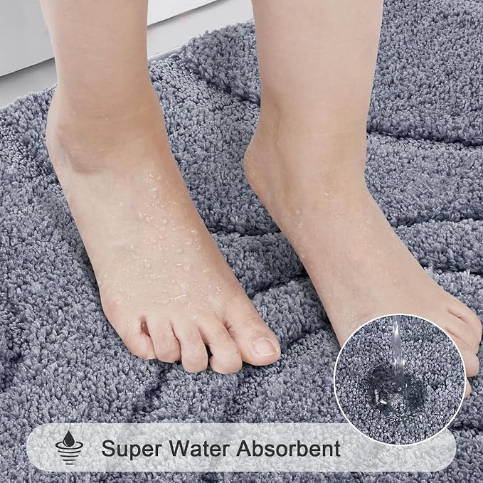 HEBE Bathroom Rugs Sets 5 Piece, Soft Absorbent Microfiber Bath Mat - Image 5
