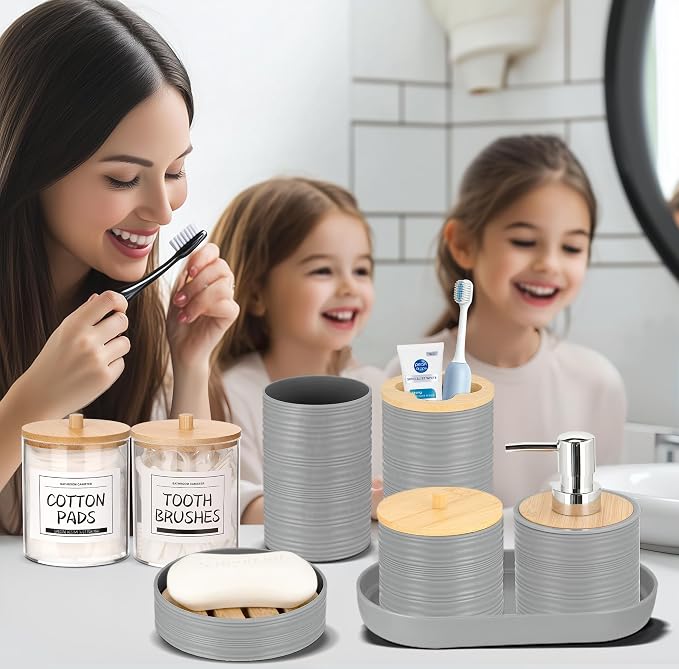 IMAVO Bathroom Accessory Set-11Pcs Grey Bathroom Accessories Set - Image 9