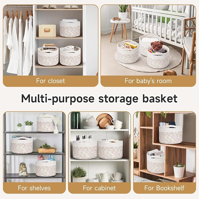Small Rope Baskets for Storage, Baskets for Gifts Empty, Cute Round Woven Basket - Image 7