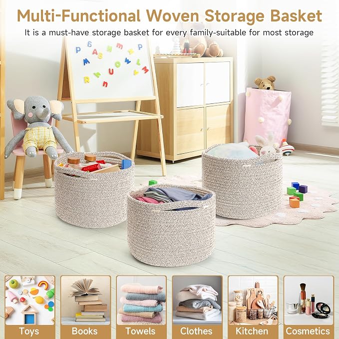 Small Rope Baskets for Storage, Baskets for Gifts Empty, Cute Round Woven Basket - Image 7