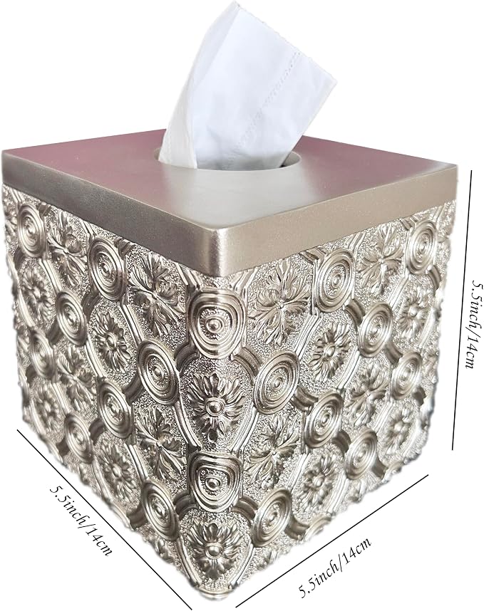 Hymmah Modern Square Tissue Box Cover Holder, Bathroom Accessories Decor Unique - Image 2