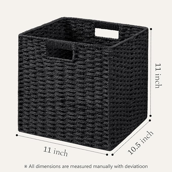 UBBCARE 4 Pack Wicker Basket, 11L×11H×10.5W inch Woven Paper Rope Storage - Image 2