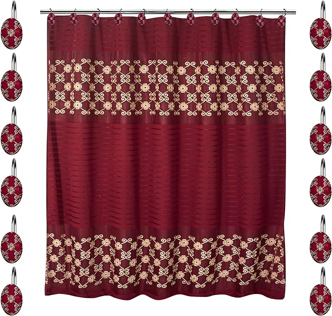 Zahari Home 13pc Elegant Rose Bathroom Shower Curtain Sets Elegant Shower by ZahariHome