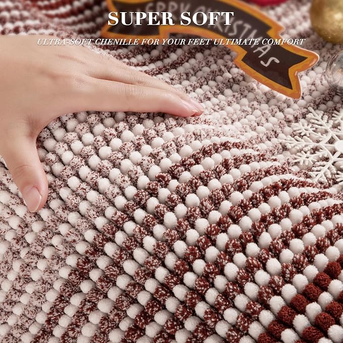 Bathroom Rugs and Mats Sets, 2 Piece Thick Absorbent Chenille Bath Mat Rug Set - Image 2
