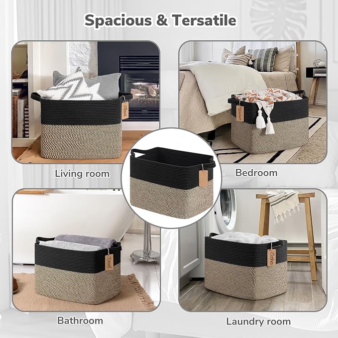 Goodpick Woven Storage Baskets for Organizing, Blanket Basket for Living Room - Image 5