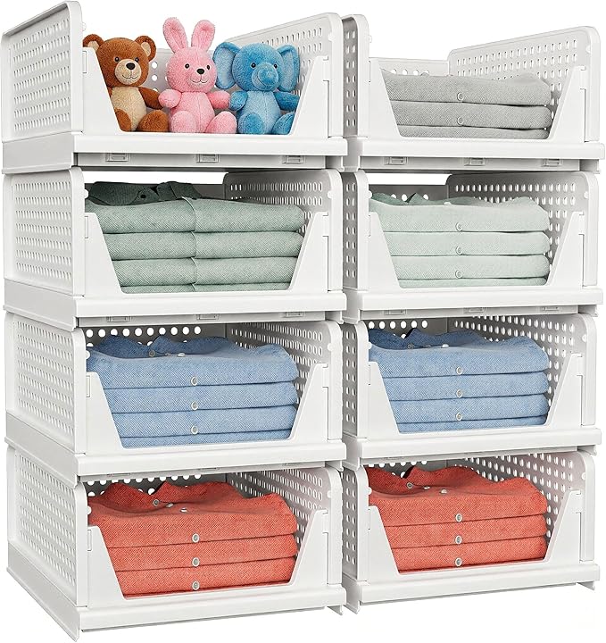 4 Pack Stackable Closet Storage Basket - Image 6