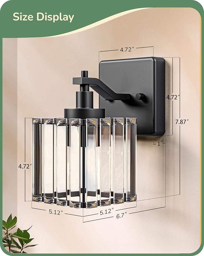 EDISHINE Hardwired Bathroom Light Fixtures, Modern Wall Sconces Set of Two - Image 4