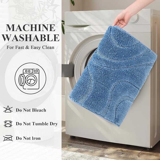 HEBE Bathroom Rugs Sets 5 Piece, Soft Absorbent Microfiber Bath Mat - Image 6