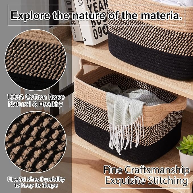 OIAHOMY Woven Storage Basket, Cotton Rope Baskets - Image 5