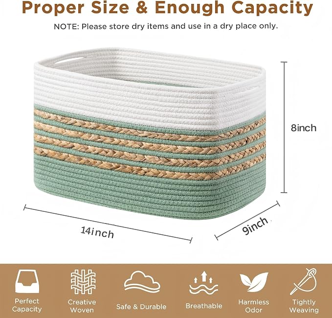 UBBCARE 3 Pack Baskets for Organizing, Woven Storage Baskets for Toys and Towel - Image 2