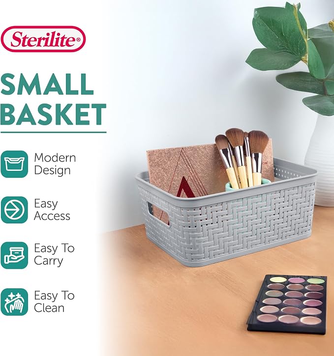 Sterilite 24 Pack Plastic Storage Bin Organization Containers, Small Baskets - Image 3