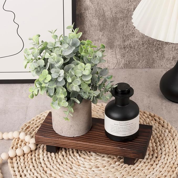 Bathroom Counter Organizer Wood Pedestal Stand Farmhouse Decorative Tray Soap - Image 8