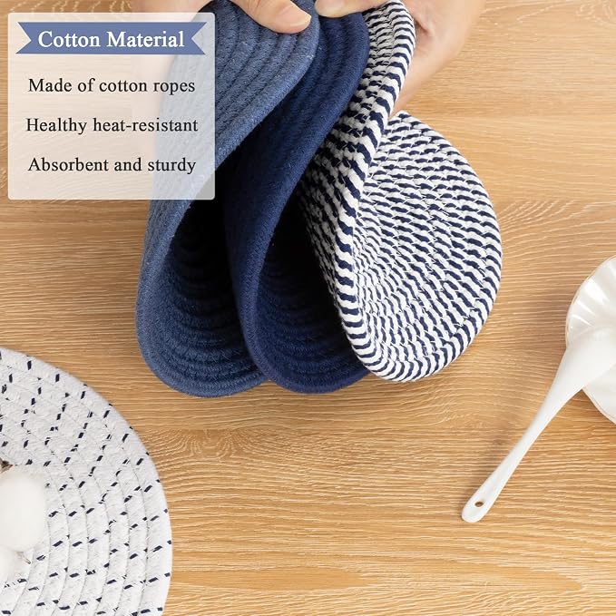SHACOS 10 Inches Trivets for Hot Dishes, 4 Pieces Cotton Trivets Mats for - Image 3