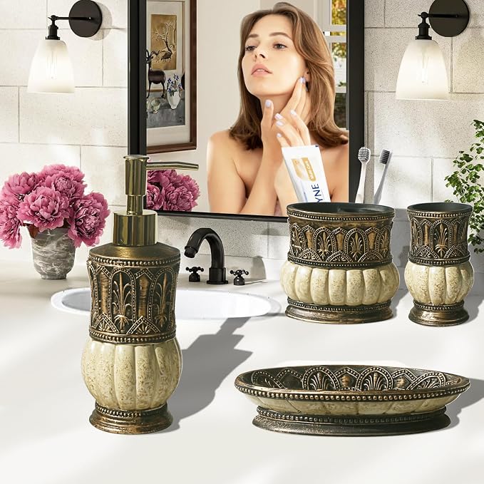 6 Pieces Pumkins Bathroom Accessories Set Including Trash Can, Toothbrush - Image 6