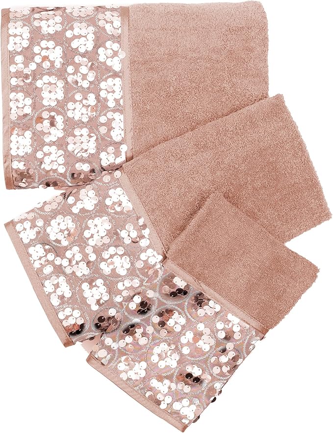 Zahari Home Sinatra Modern Bathroom Towel Set 3 Piece Towel Blush Bath Towel - Image 5