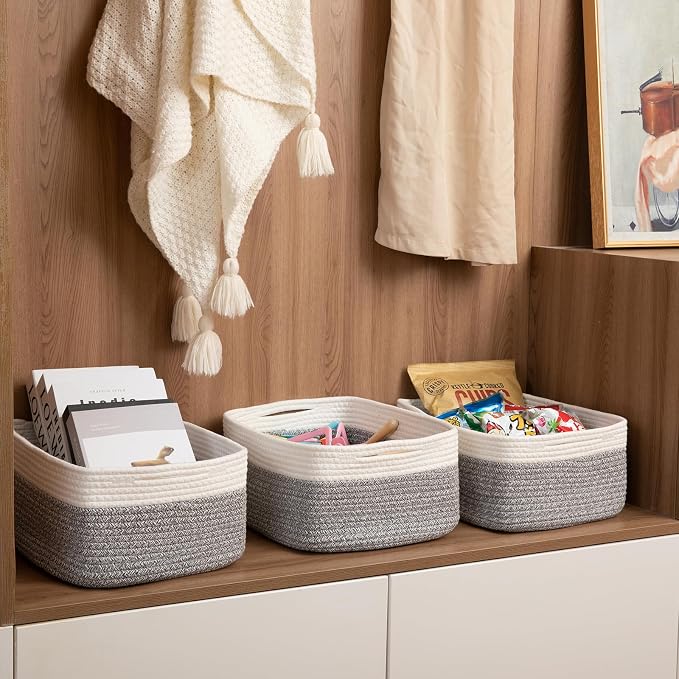 Storage Baskets for Organizing 3 Pack, Woven Baskets for Shelves, Closet - Image 5