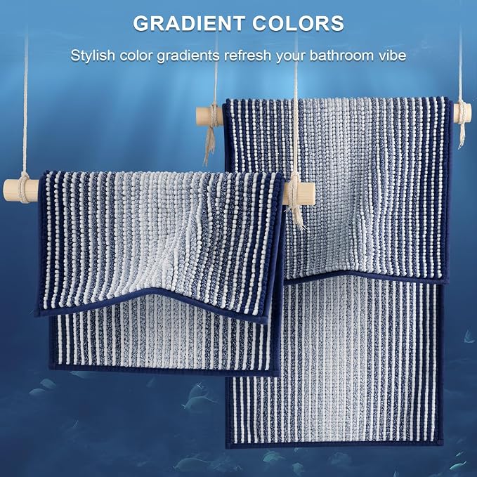 BSICPRO Bathroom Rugs and Mats Sets, 2 Piece Thick Absorbent Chenille Bath Mat - Image 4