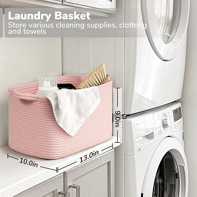 Goodpick Pink Storage Baskets for Organizing, Woven Rope Baskets for Shelves - Image 6