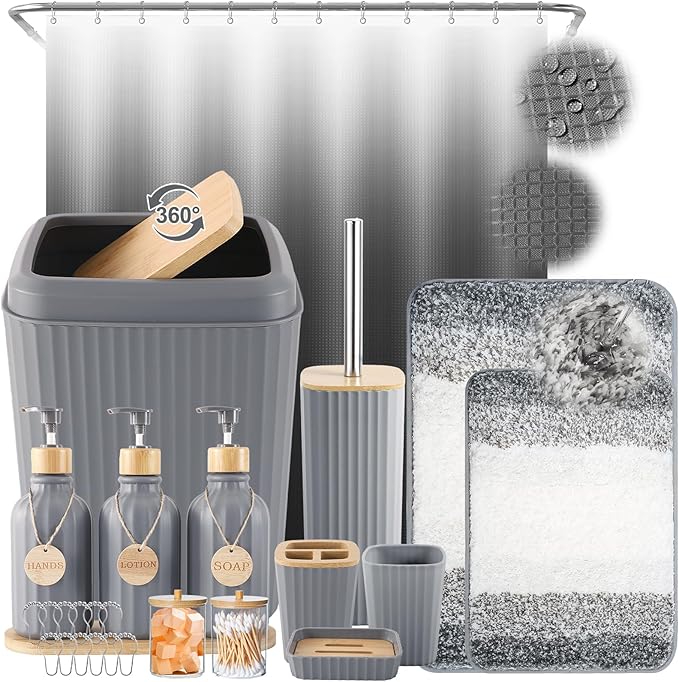 32PCS Grey Bathroom Accessories Set by BetterbathroomwithXLHOME