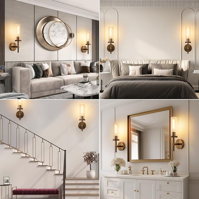 15" Knurled Bronze Hardwired Wall Sconces Set of 2, Bathroom Vanity Light - Image 9