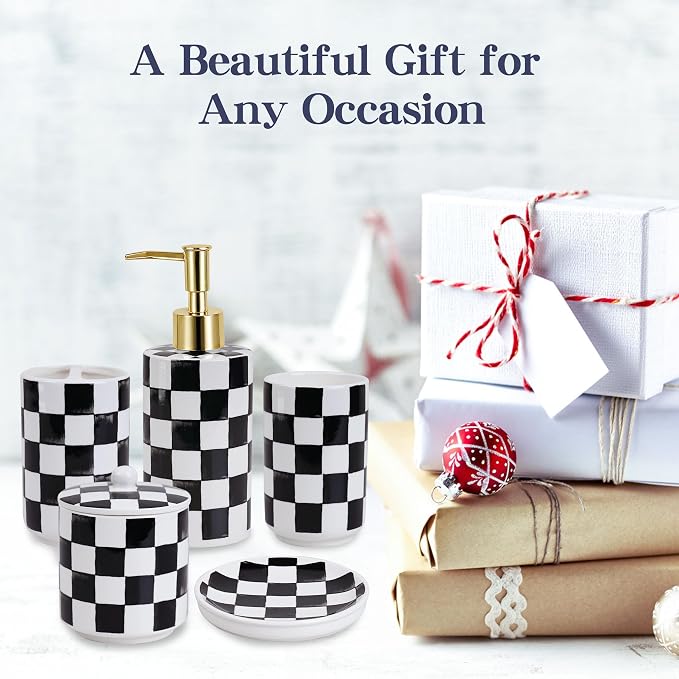 Ceramic Bathroom Soap Dispenser Set, Toothbrush Holder, Soap Dish & Storage Jar - Image 7