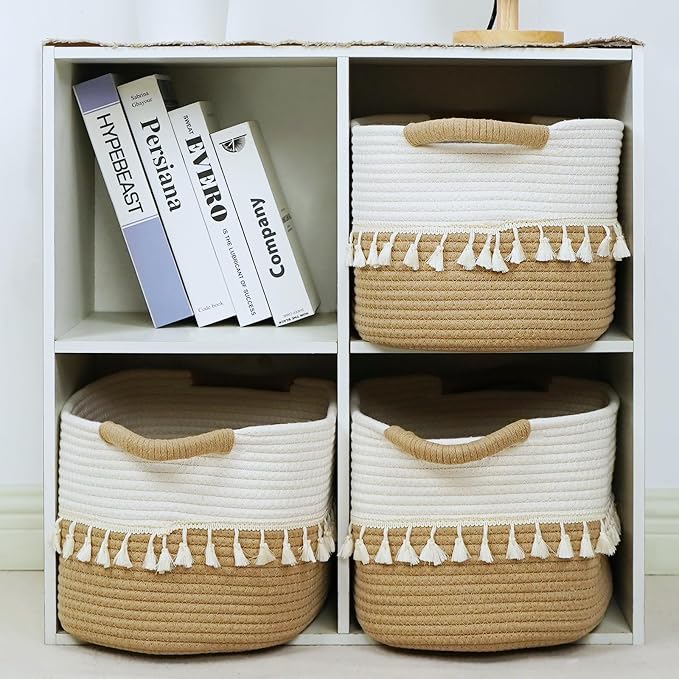TeoKJ Woven Storage Bin Set of 3, Cotton Rope Basket - Image 7