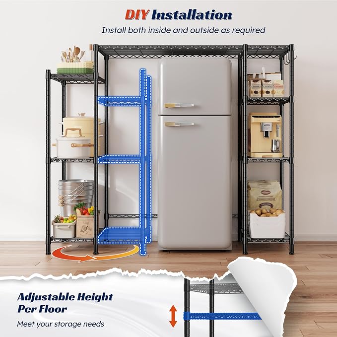 REIBII Mini Fridge Stand, Small Refrigerator Storage Shelves, 4 Tier - Image 4