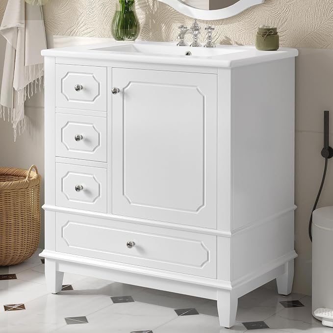 30" Bathroom Vanity with Sink, Harper & Bright Designs Free Standing Single - Image 3
