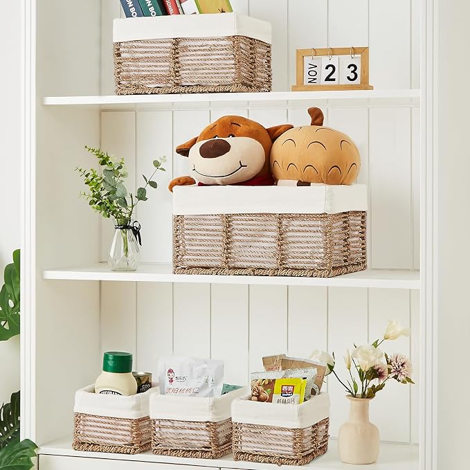 Vagusicc Wicker Storage Basket, 5 Pack Baskets - Image 4
