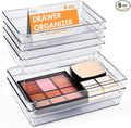 HOUSE DAY Desk Drawer Organizer Bins 6 PCS, 9*6*2" Clear Drawer Organizers by HOUSEDAY