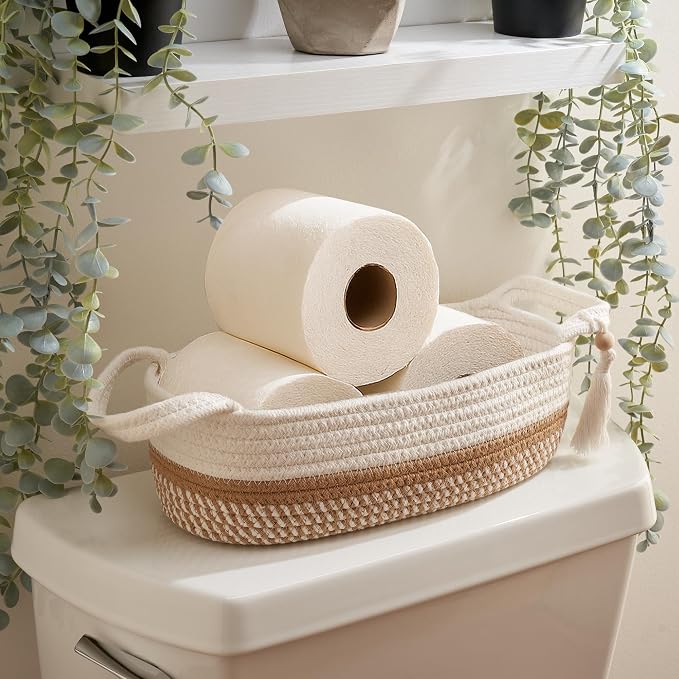 Decorative Toilet Paper Basket – Beautiful Bathroom Organizer by KIBAGA